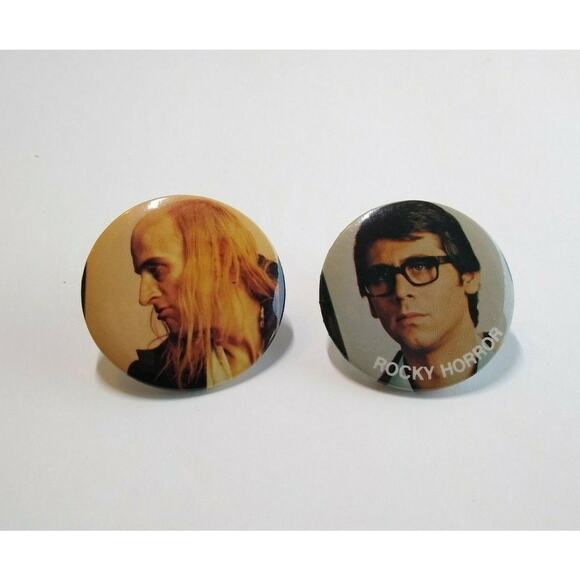 Rocky Horror Picture Show Licensed Brad Riff Raff Buttons Pins Original 1983 Lot - Picture 3 of 4